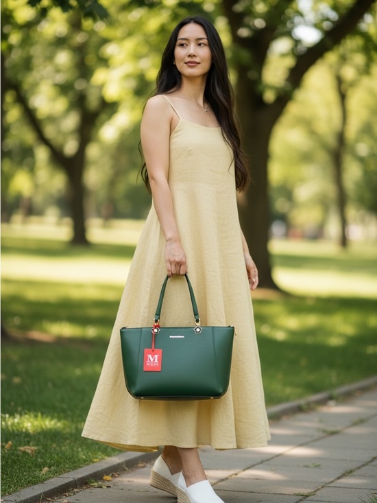 Montana West Handbags - Montana West Emerald Green Tote with Top Handles & Flower Hardware (NWT)